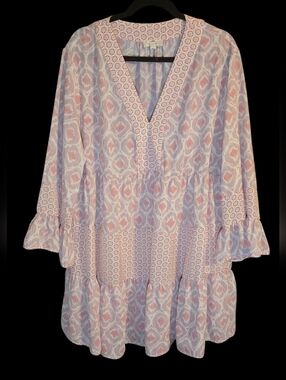 Entro Womens Midi Tiered Bell Sleeve Dress, Size XL 1X